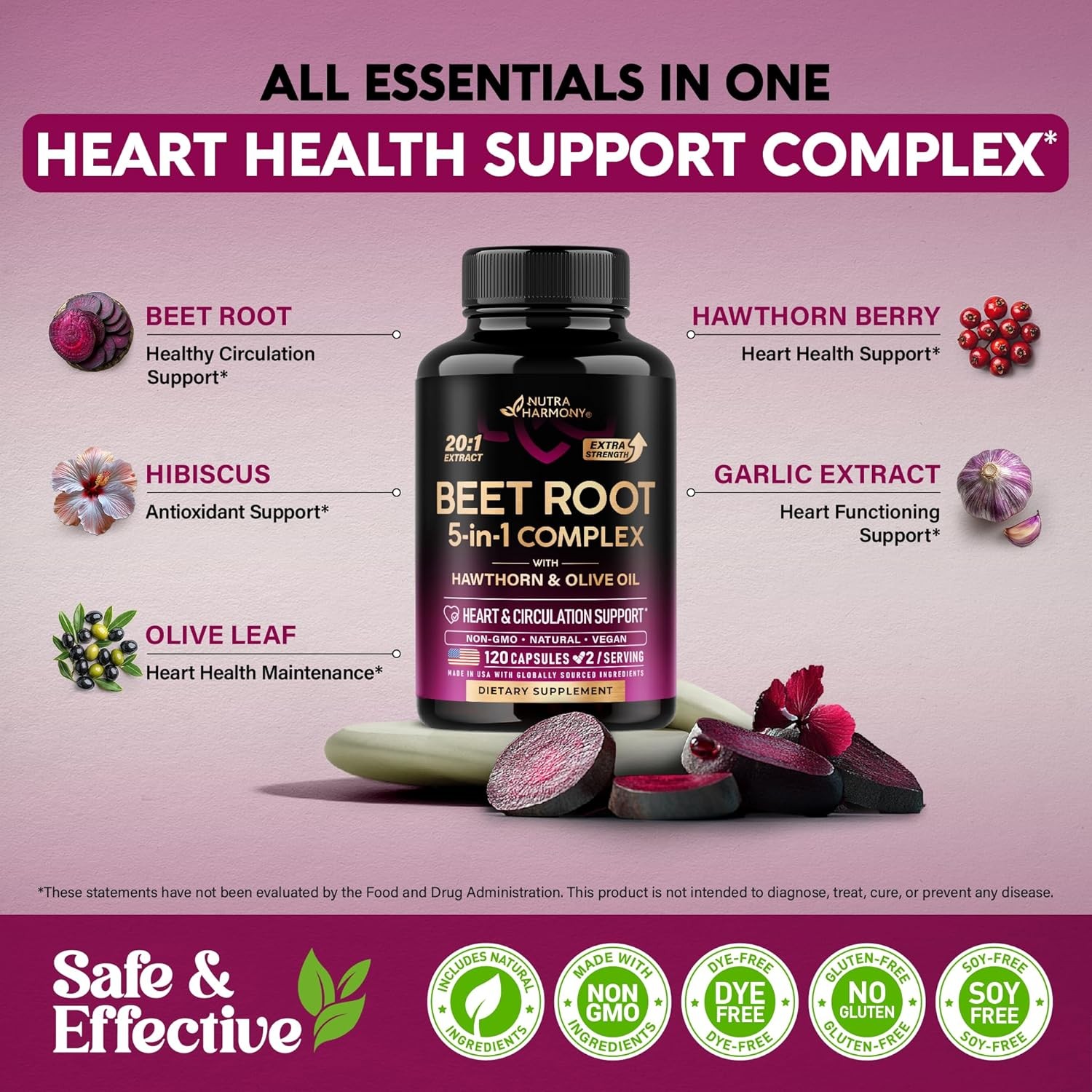 Beet Root 5-in-1 Complex Capsules – Healthy Blood Pressure Support Supplement**