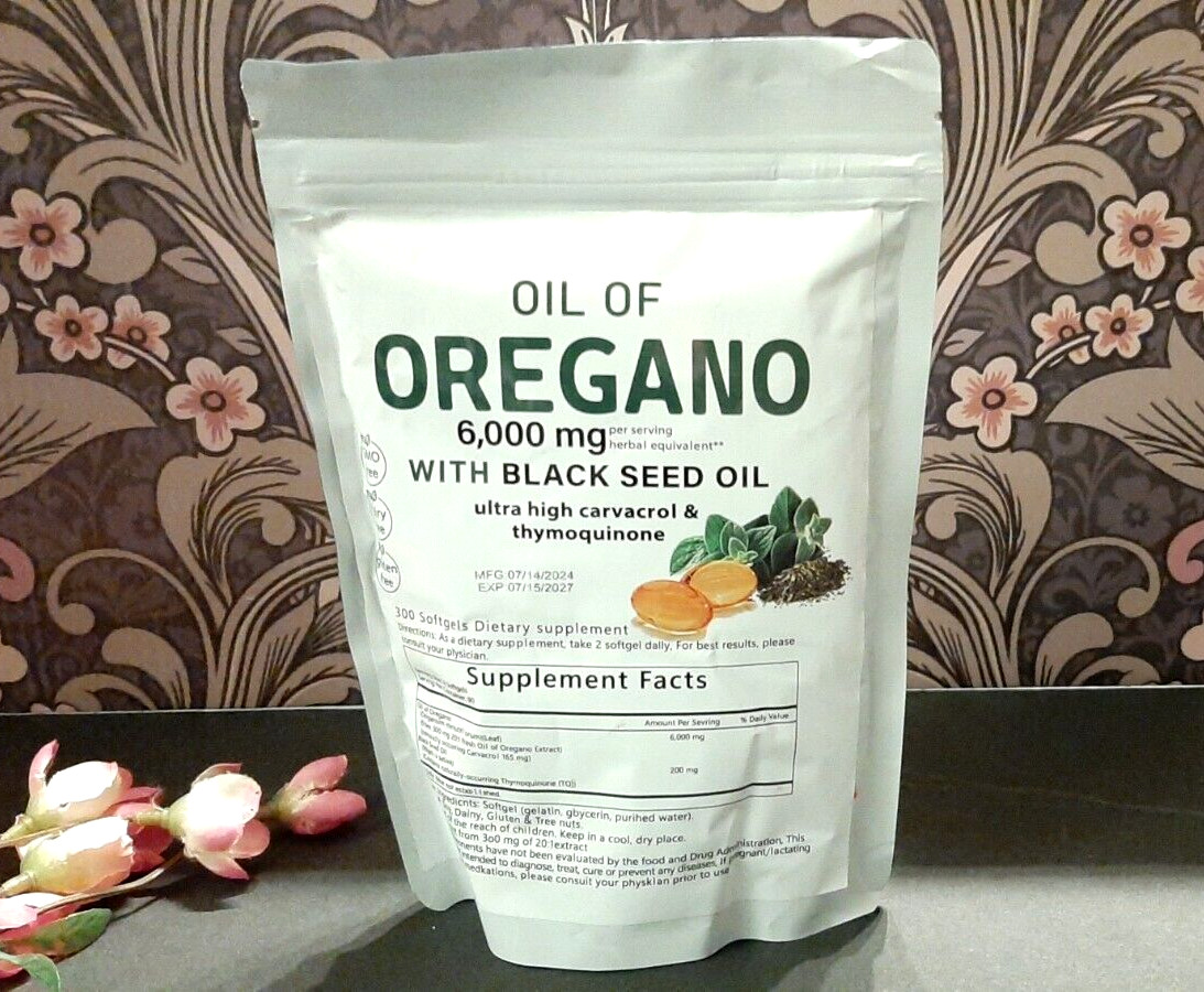 Bayland Oil of Oregano 6,000mg w/ Black Seed Oil 300 Softgels 7/2027