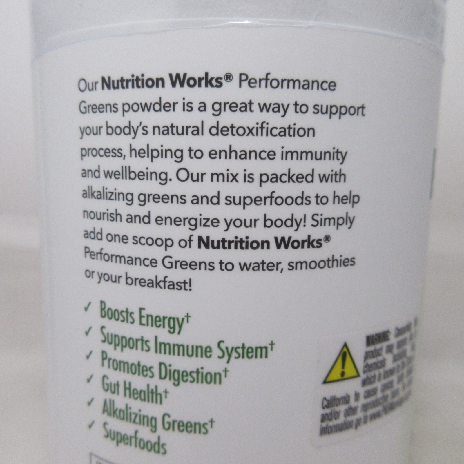 Nutrition Works Performance Greens Smoothie Powder Drink Mix Energy Detox 9.9 oz