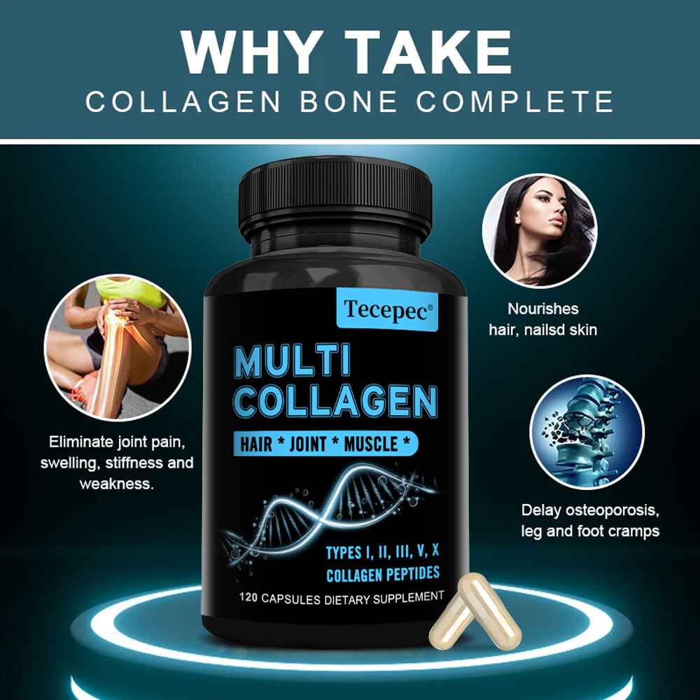 Multi Collagen Capsules-Type I,II,III,V,X Anti-Aging, Supports Hair,Joint,Muscle