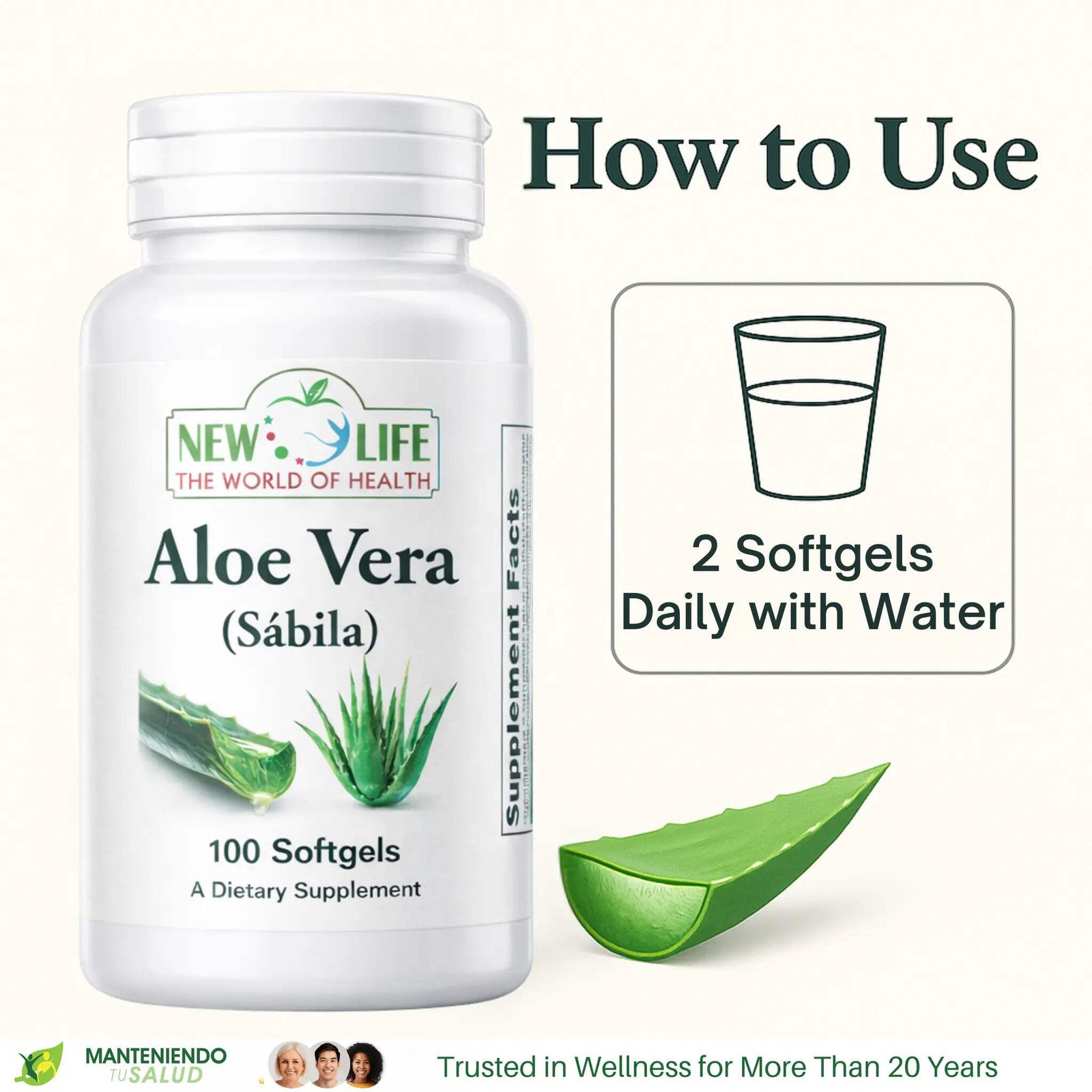 New Life Aloe Vera, Digestive Support, Herbal Supplement, 100 Softgels