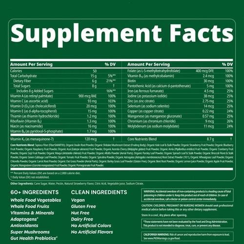 Gruns Adults Super Greens Gummies, Superfood Gummy 60 Count Exp 2027