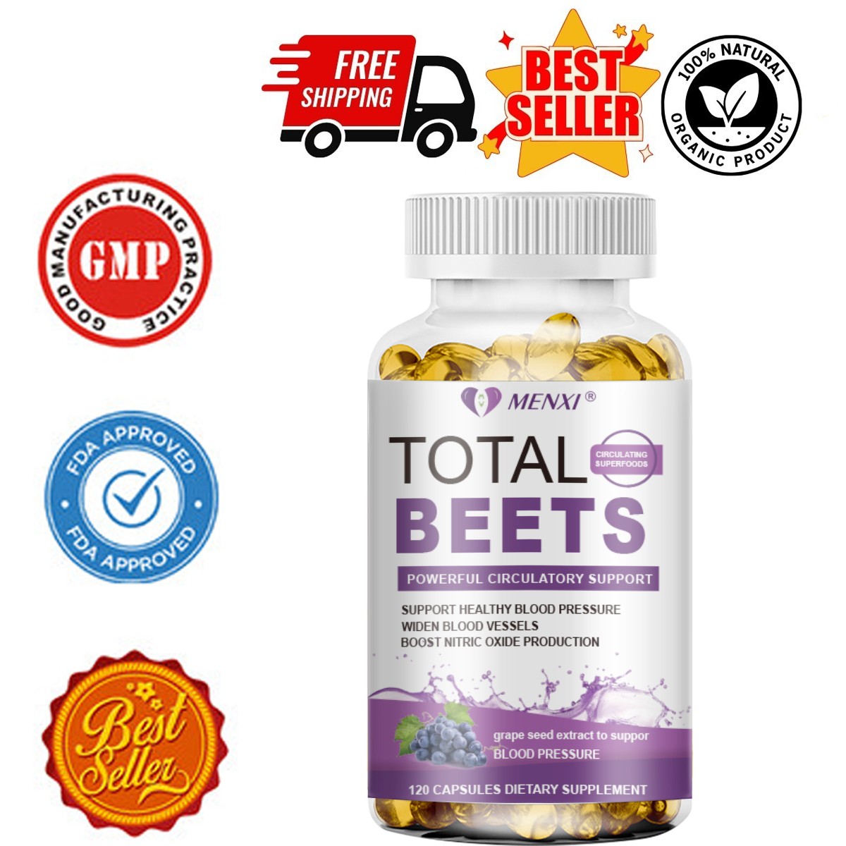 Superfood Beetroot Extract Capsules -120ct | Supports Heart Health & Blood Flow