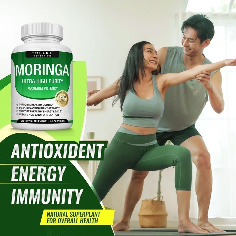 1200mg Pure Moringa Capsules – 90 Count: Support Immune & Gut Function+