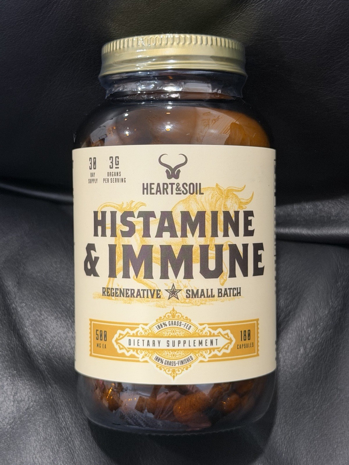 Heart & Soil Histamine & Immune 500mg 180 Capsules Grass-Fed Exp 06/2028
