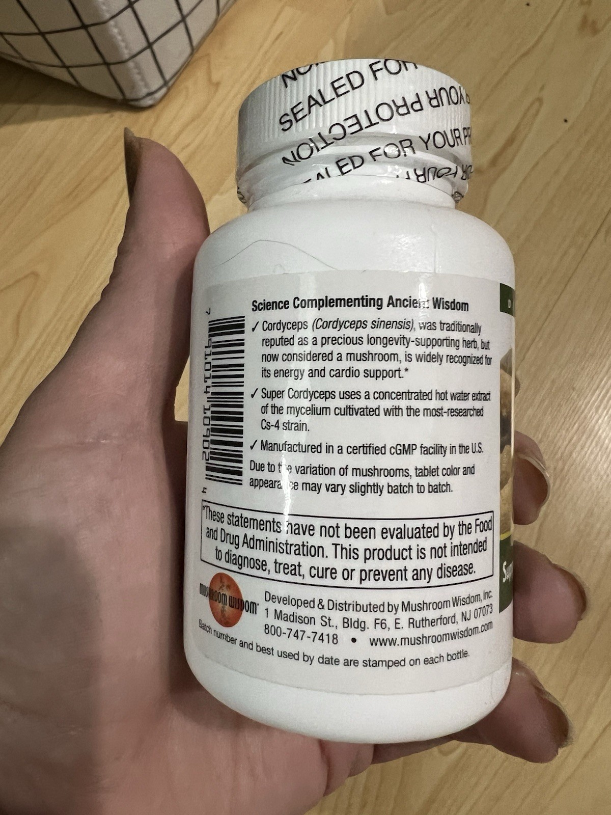 Mushroom Wisdom Cordyceps Vitamin C 120 Tablets Cardiac Energy Vegan Exp 12/2027