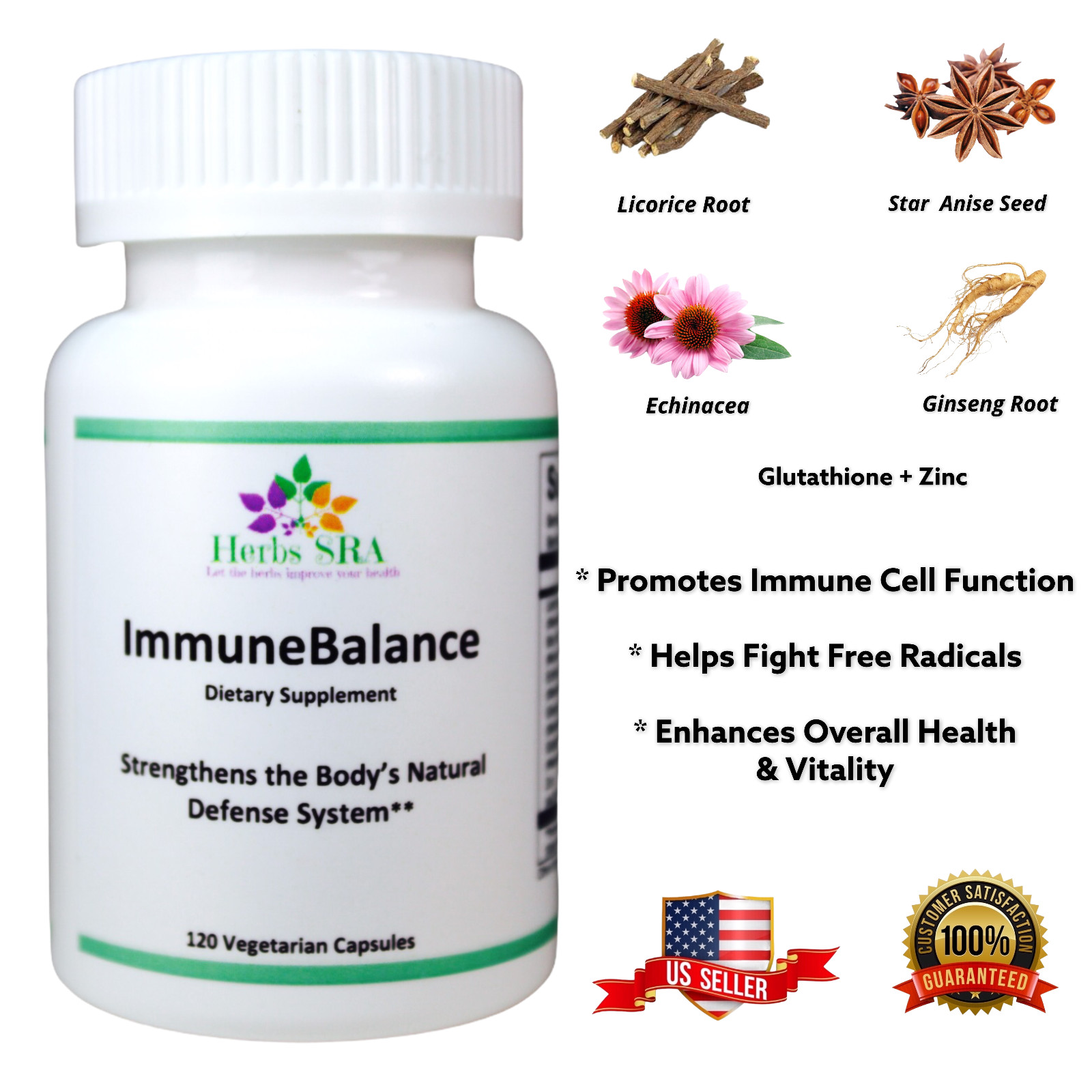 INCREASE BODY DEFENSE, 120 Capsules, Herbs Extracts, antioxidants and minerals.