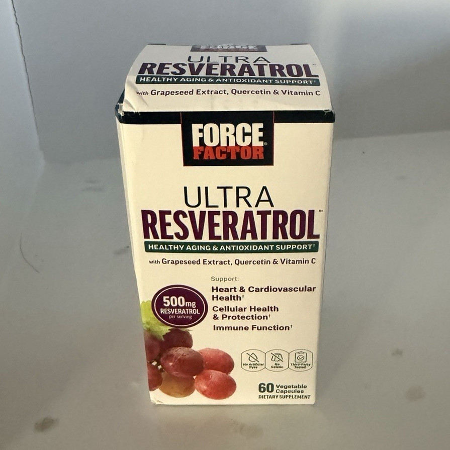 Force Factor Ultra Resveratrol 500mg Antioxidant Blend Gluten-Free 60 Veg Caps