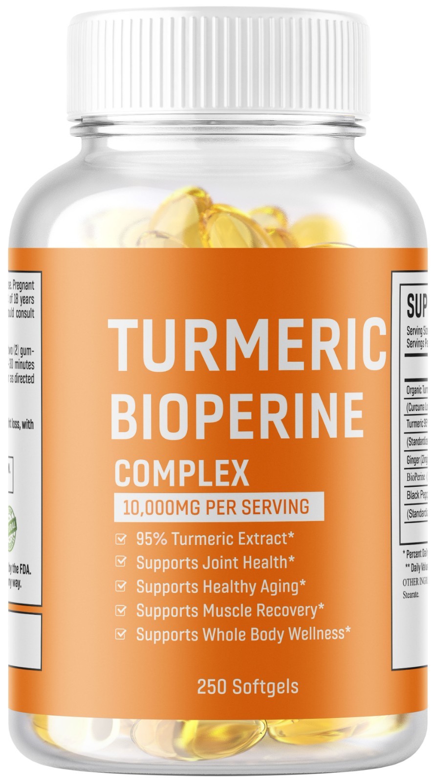 Turmeric Curcumin 10000mg Herbal Extract with BioPerine Ginger Root 250 Capsules
