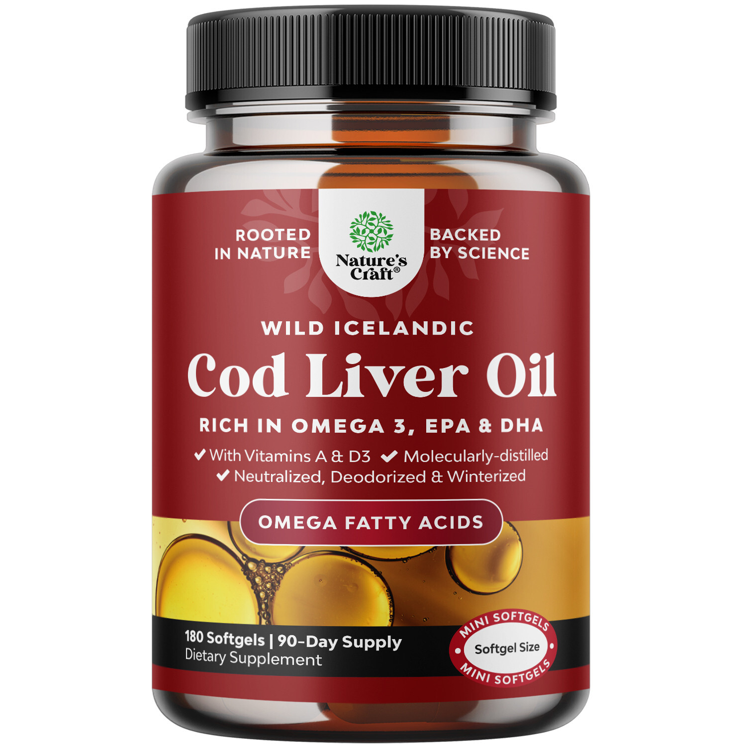 Icelandic Cod Liver Oil Softgels – EPA DHA Omega 3 Fish Oil 1000mg Per Serving
