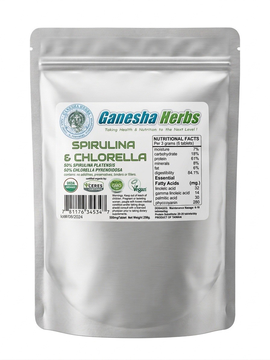 Chlorella Spirulina Tablets (500mg/Tablet) ORGANIC 4 Months Supply! BEST PRICE!