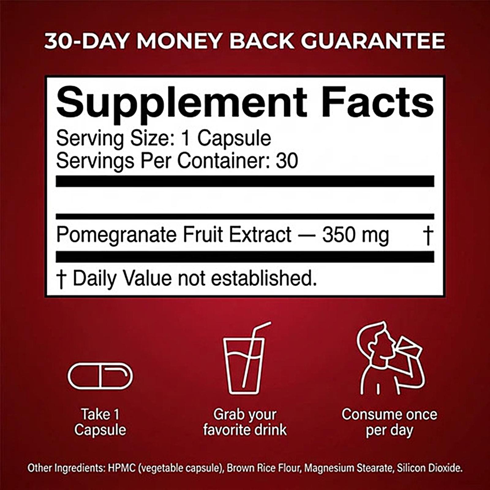 Pomegranate Capsules 90ct Organic Extract Antioxidant