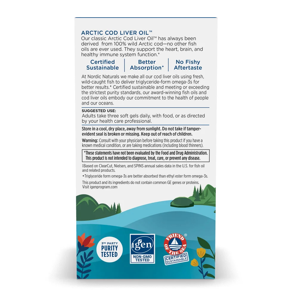 Nordic Naturals Arctic CLO – All Natural Cod Liver Oil Soft Gels, Lemon, 90 Ct