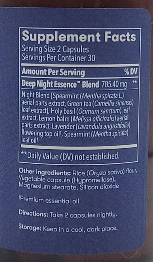 Young Living Essential Oils DEEP NIGHT ESSENCE Supplement 60ct Melatonin Free