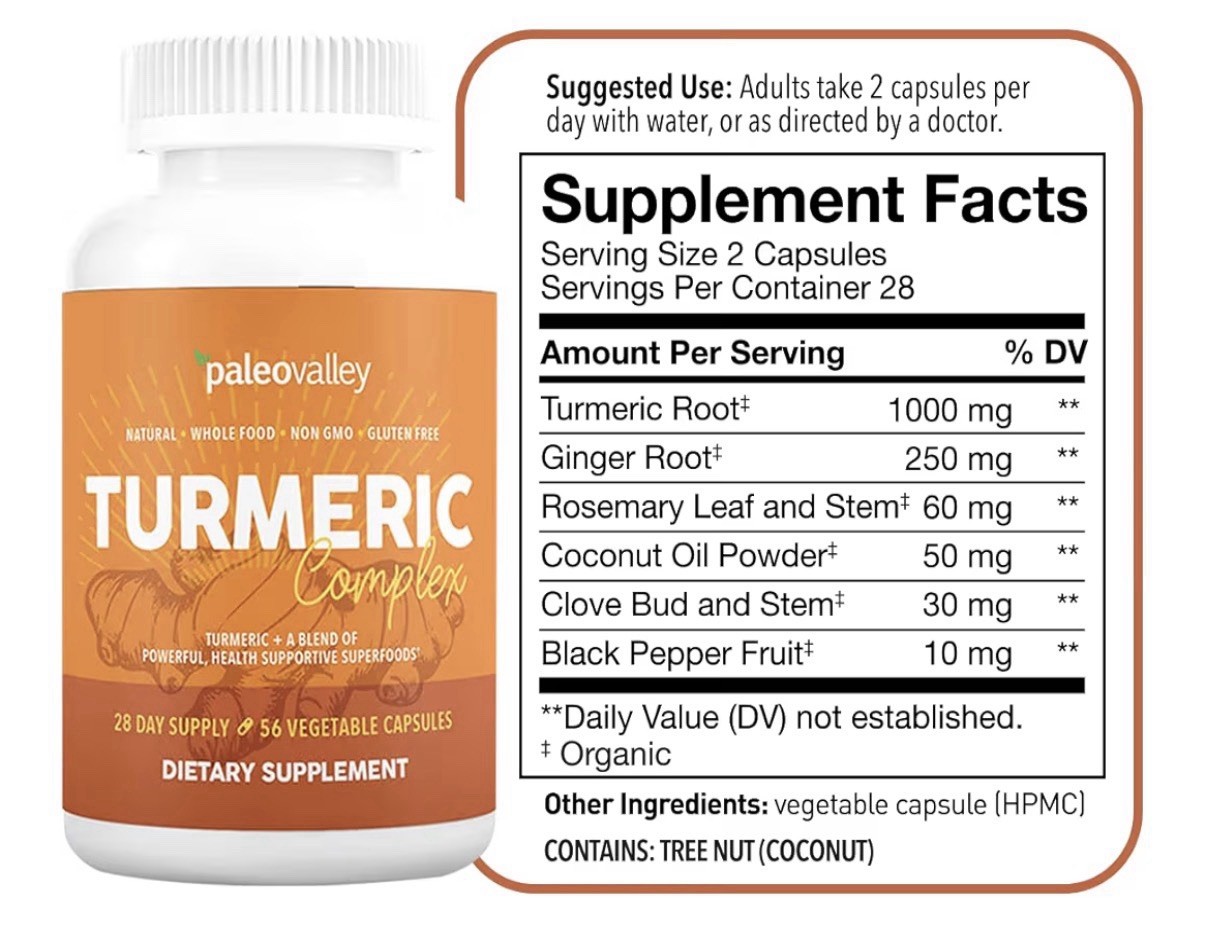 Paleovalley Organic Turmeric Complex Full Spectrum Organic Turmeric 56 Capsules
