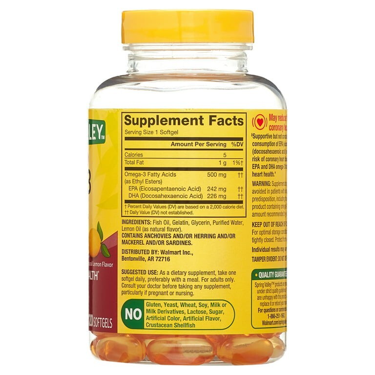 Spring Valley Omega 3 Fish Oil Dietary Supplement 500 Mg 120 Count