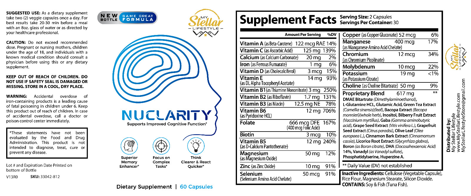 5 Pack NuClarity, supports improved cognitive function-60 Capsules x5