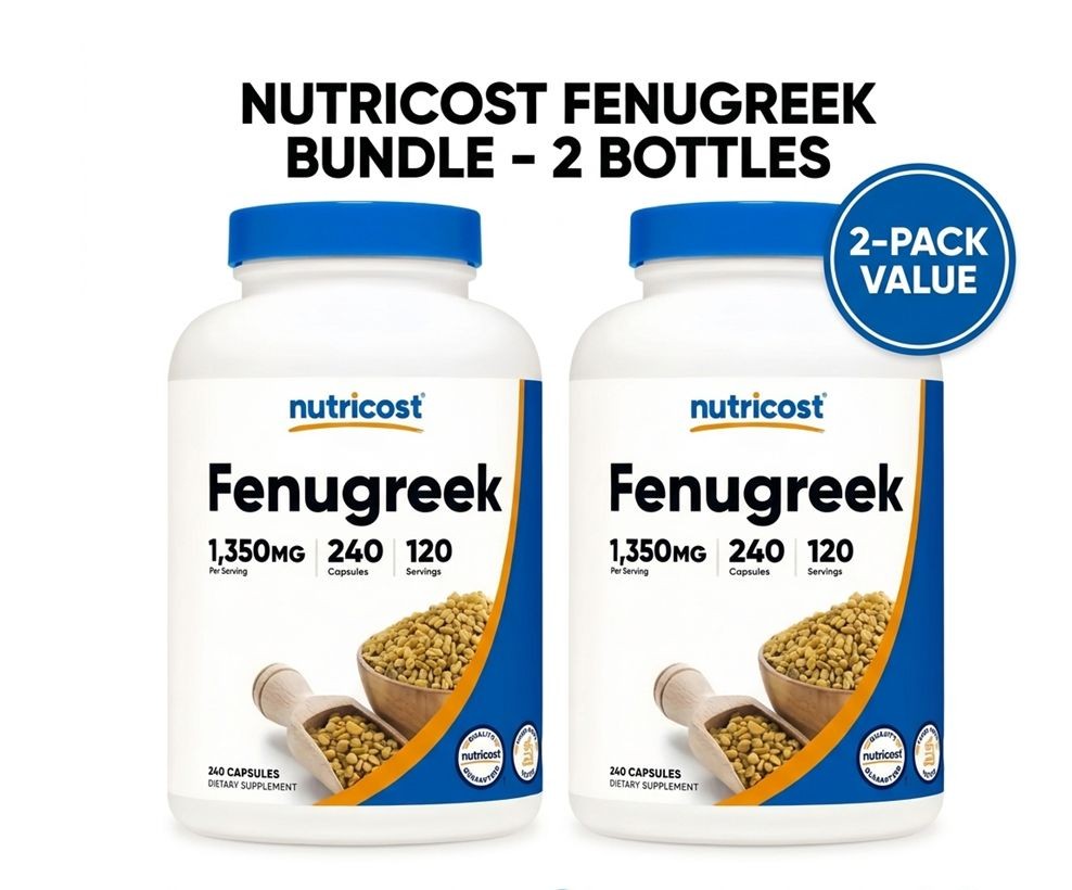 2-Pack Nutricost Fenugreek 1,350mg 480 Capsules Total Supplement Non-GMO