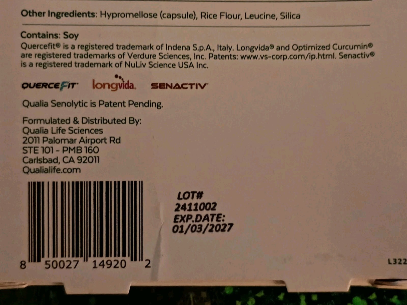 QUALIA Senolytic Optimized Aging Supports Youthful Cellular Function 12 Cap 1/27