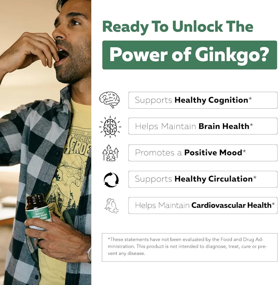 SoActive Ginkgo Biloba 180mg GinkgoSelect Phytosome 60 Capsules Vegan 8/26
