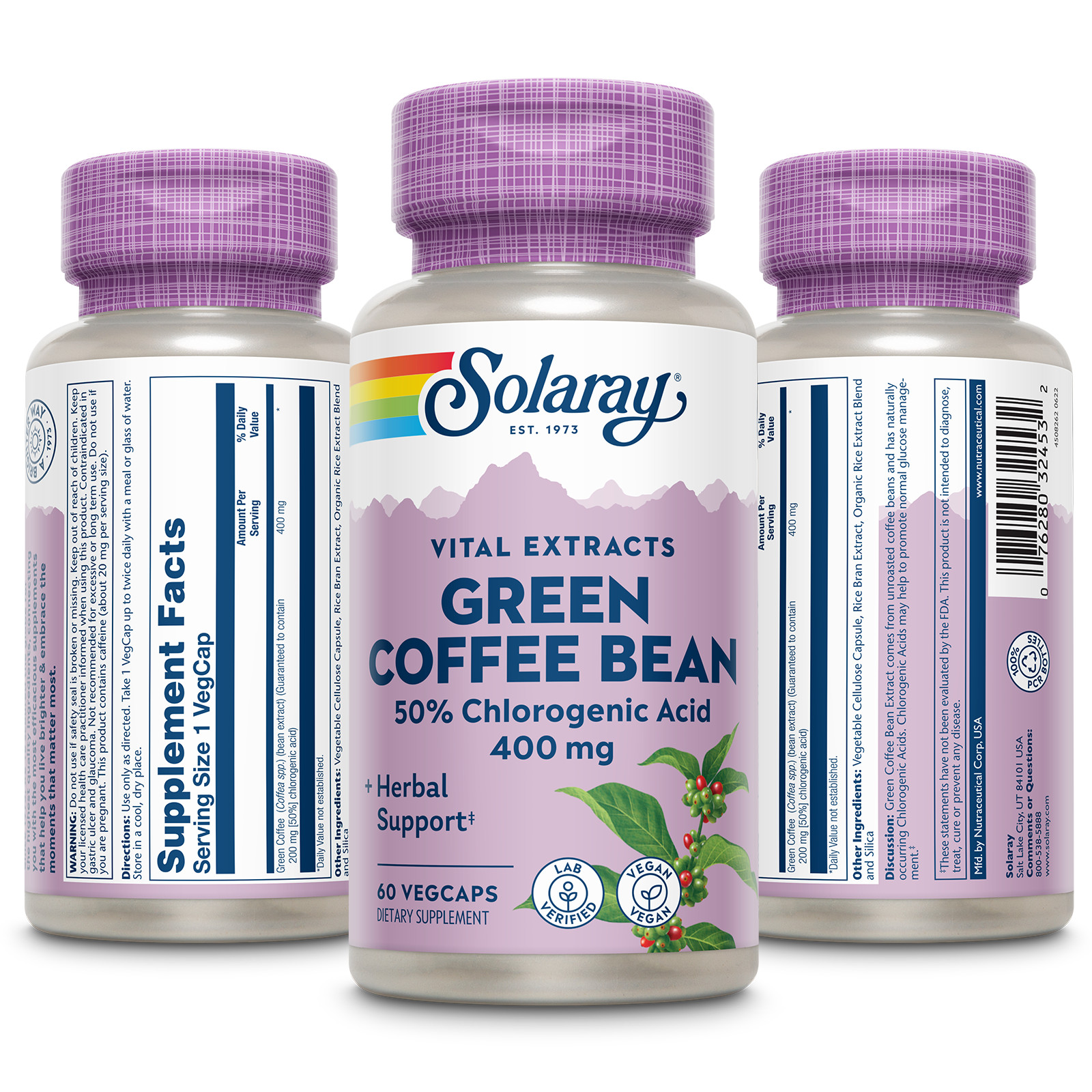 Solaray Guaranteed Potency Green Coffee Bean Extract, Veg Cap (Btl-Plastic)
