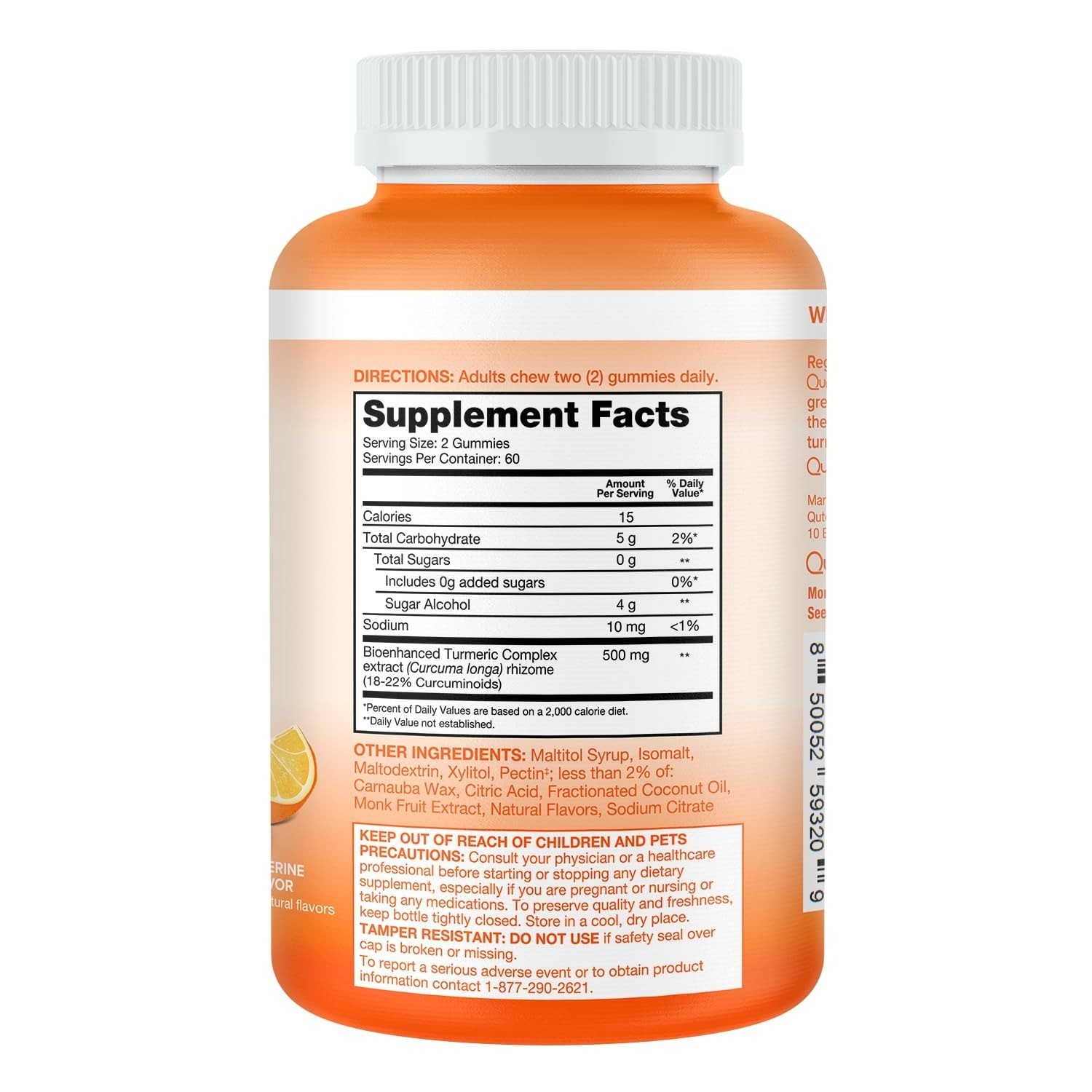 Qunol Zero Sugar Turmeric Gummies 500mg – Joint Support – 120 Count