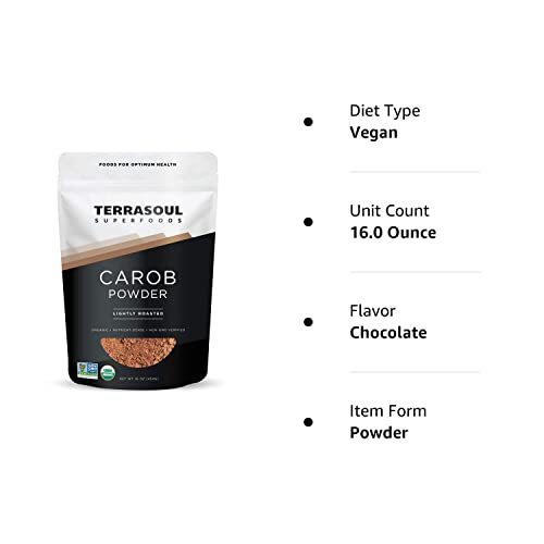 Organic Carob Powder 1 Lb – Cocoa Powder Alternative | High in Fiber