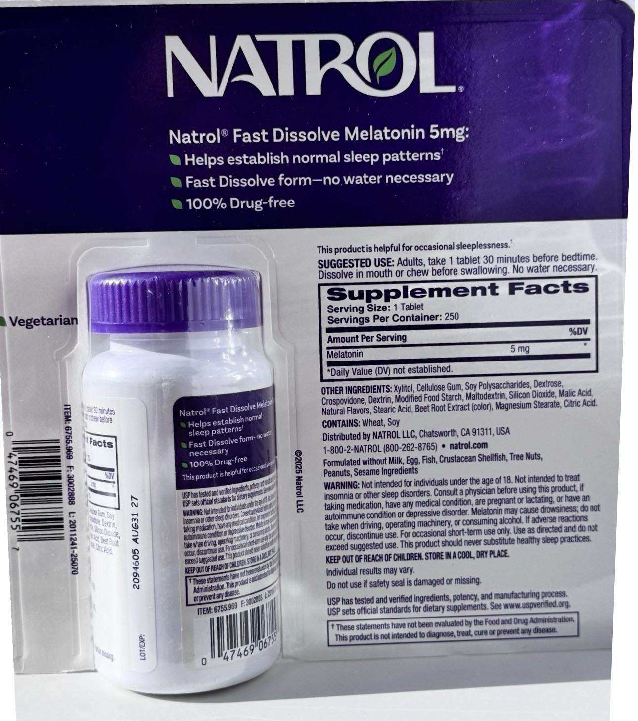 Natrol Fast Dissolve Melatonin 5mg 250 Tablets Exp 5/27 New