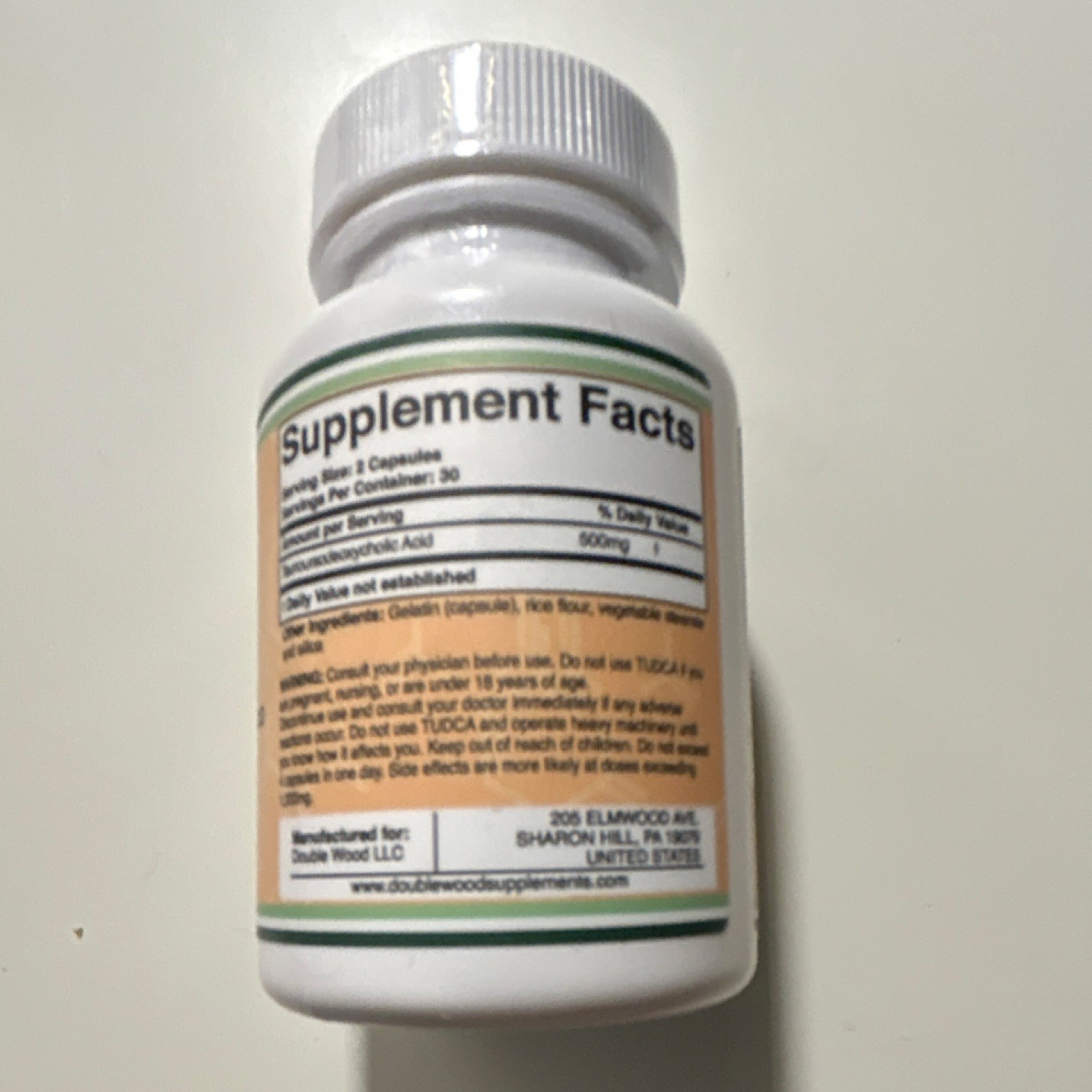 Double Wood Supplements TUDCA Tauroursodeoxycholic Acid 500mg 60 Non-GMO Gluten…
