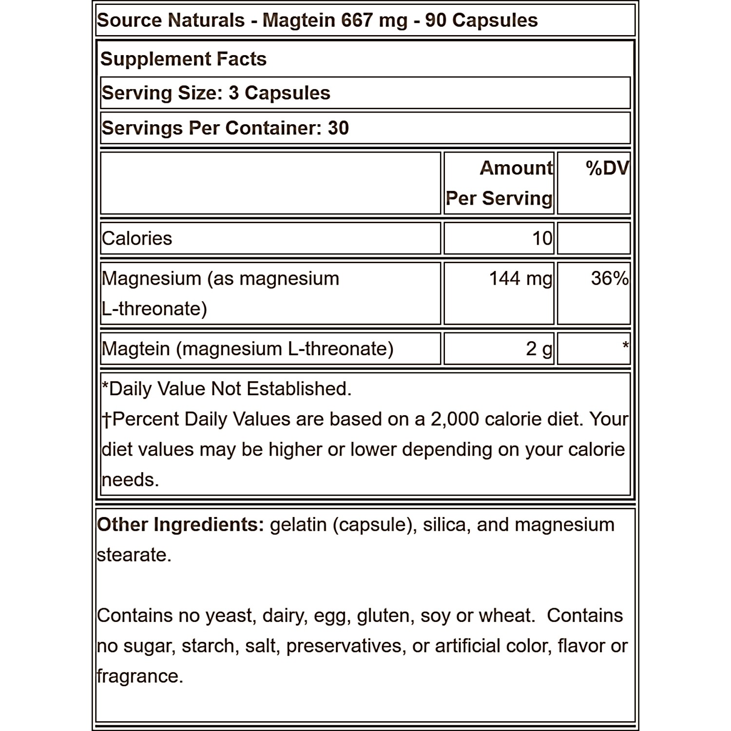 Source Naturals Magtein Magnesium L-Threonate, 90 Capsules