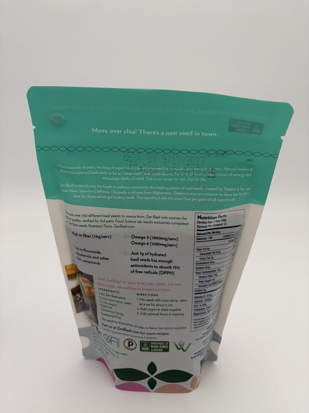 ZenBasil Organic Basil Seeds 14oz. Exp 2027 New Sealed