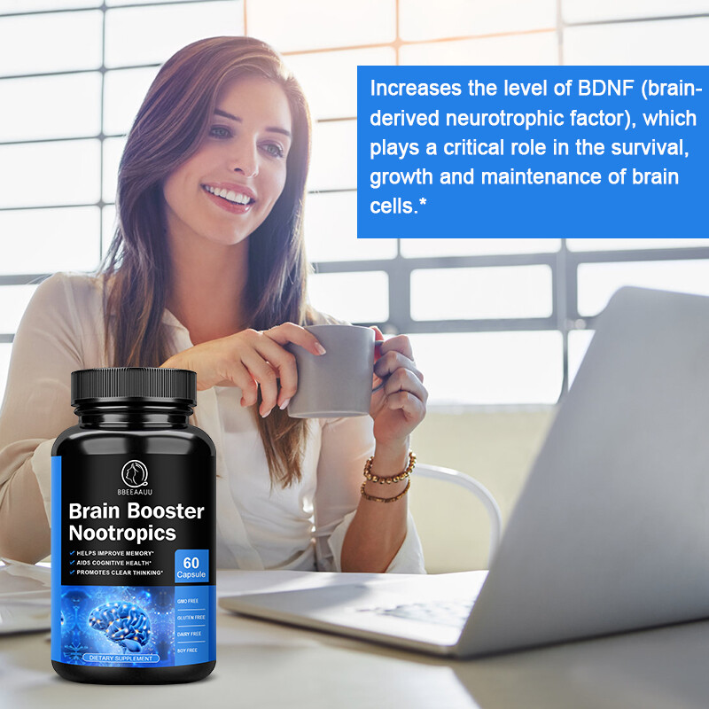 Brain Booster Nootropic Supplement Support Focus Energy Memory & Clarity 60PCS
