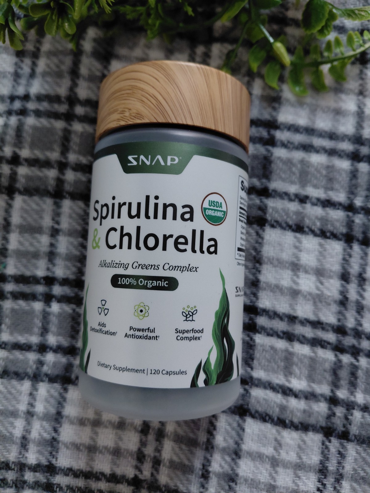 SNAP Spirulina & Chlorella Detox Antioxidant USDA Organic 120 Capsules