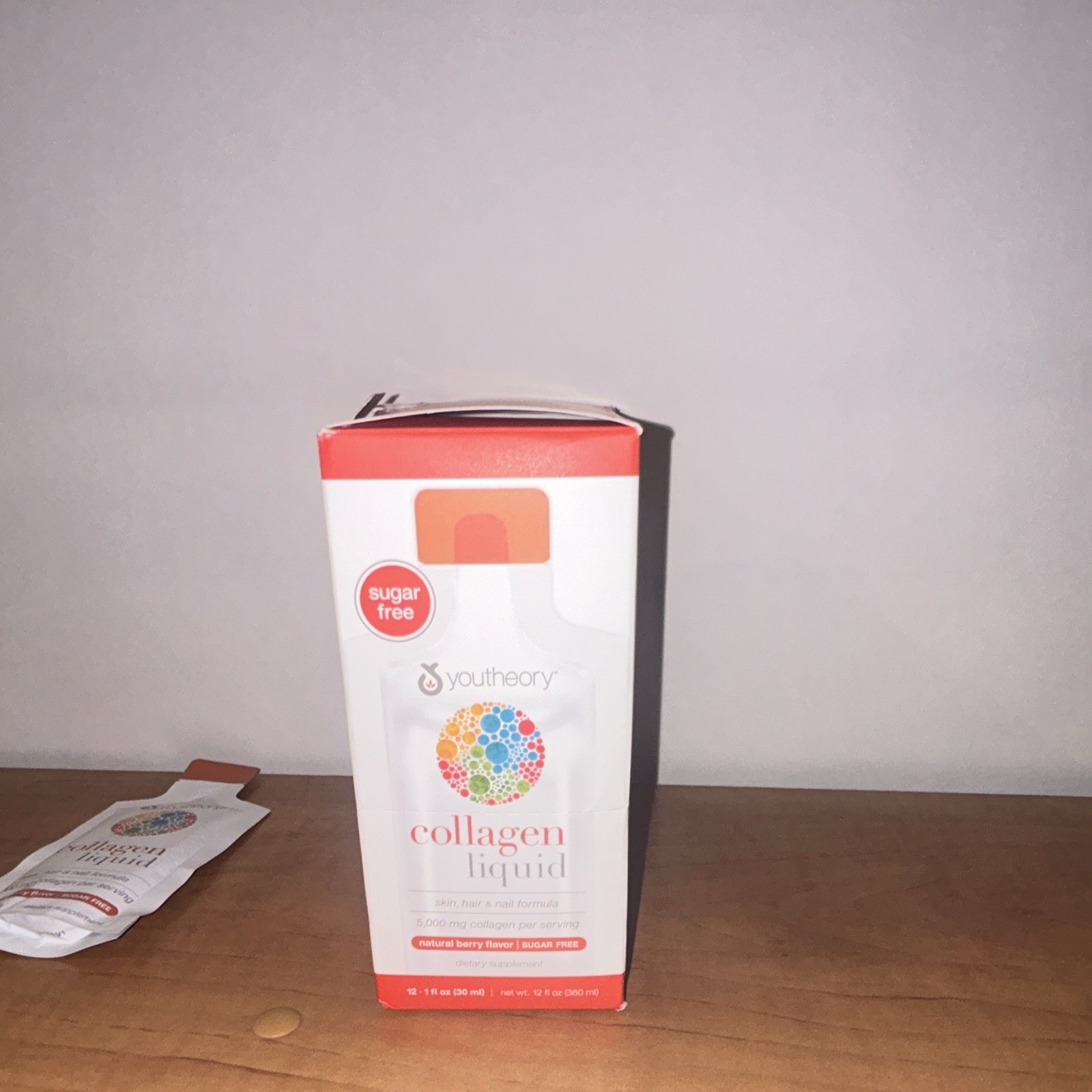 Youtheory Collagen Liquid On-the-Go Hair Skin Nails 5000mg Berry 12 Ct