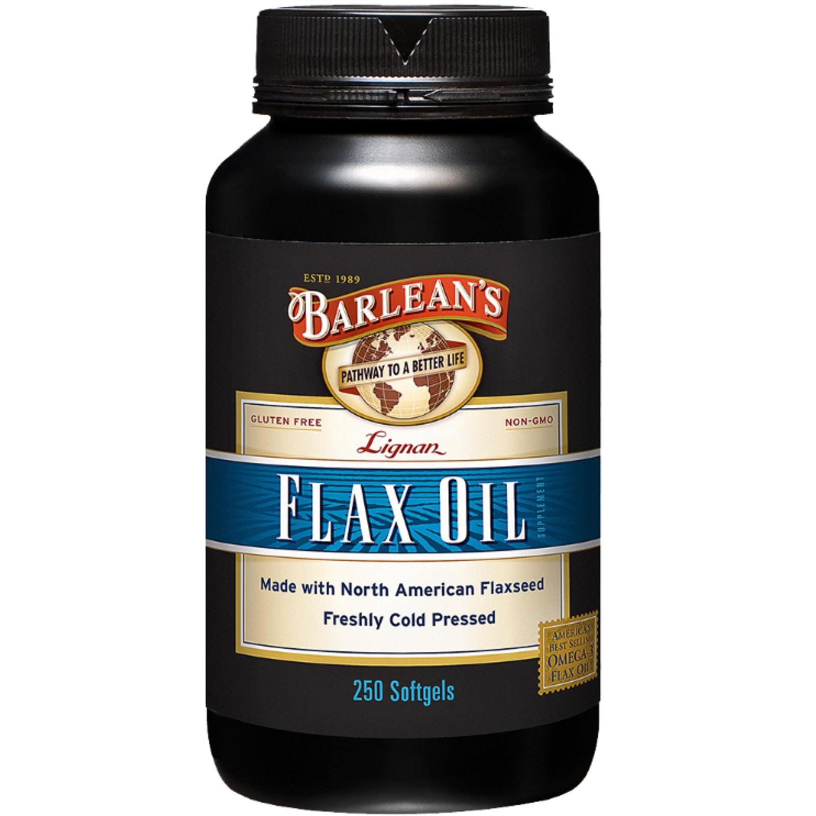 Barlean’s Lignan Flaxseed Oil Softgels, Cold-Pressed 250 Count (Pack of 1), –