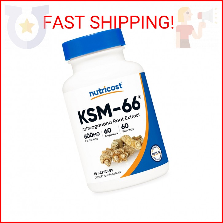 Nutricost KSM-66 Ashwagandha Root Extract 600mg, 60 Veggie Caps – 5% Withanolide