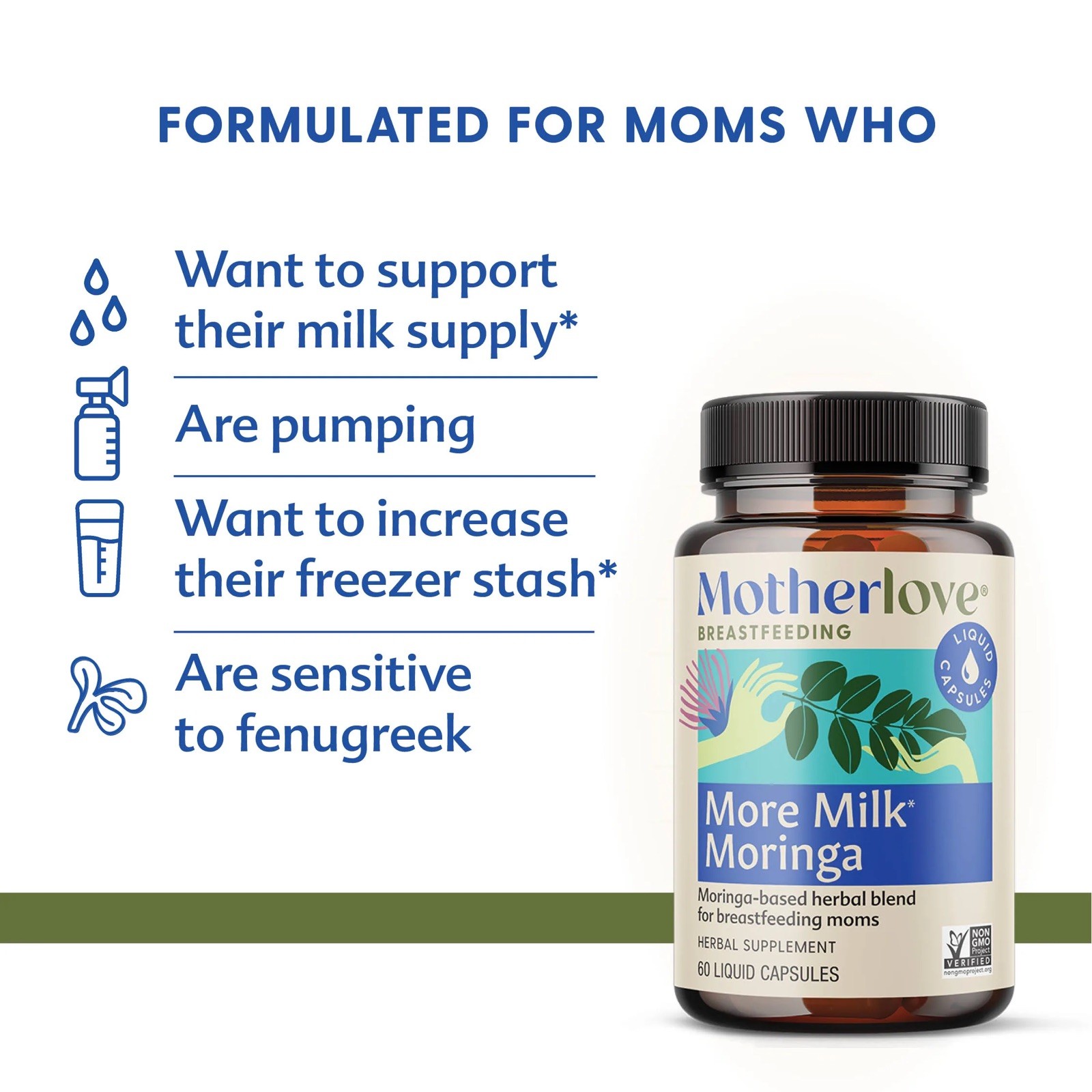 Brand new Motherlove More Milk Moringa 60 Liquid Capsules milk supply
