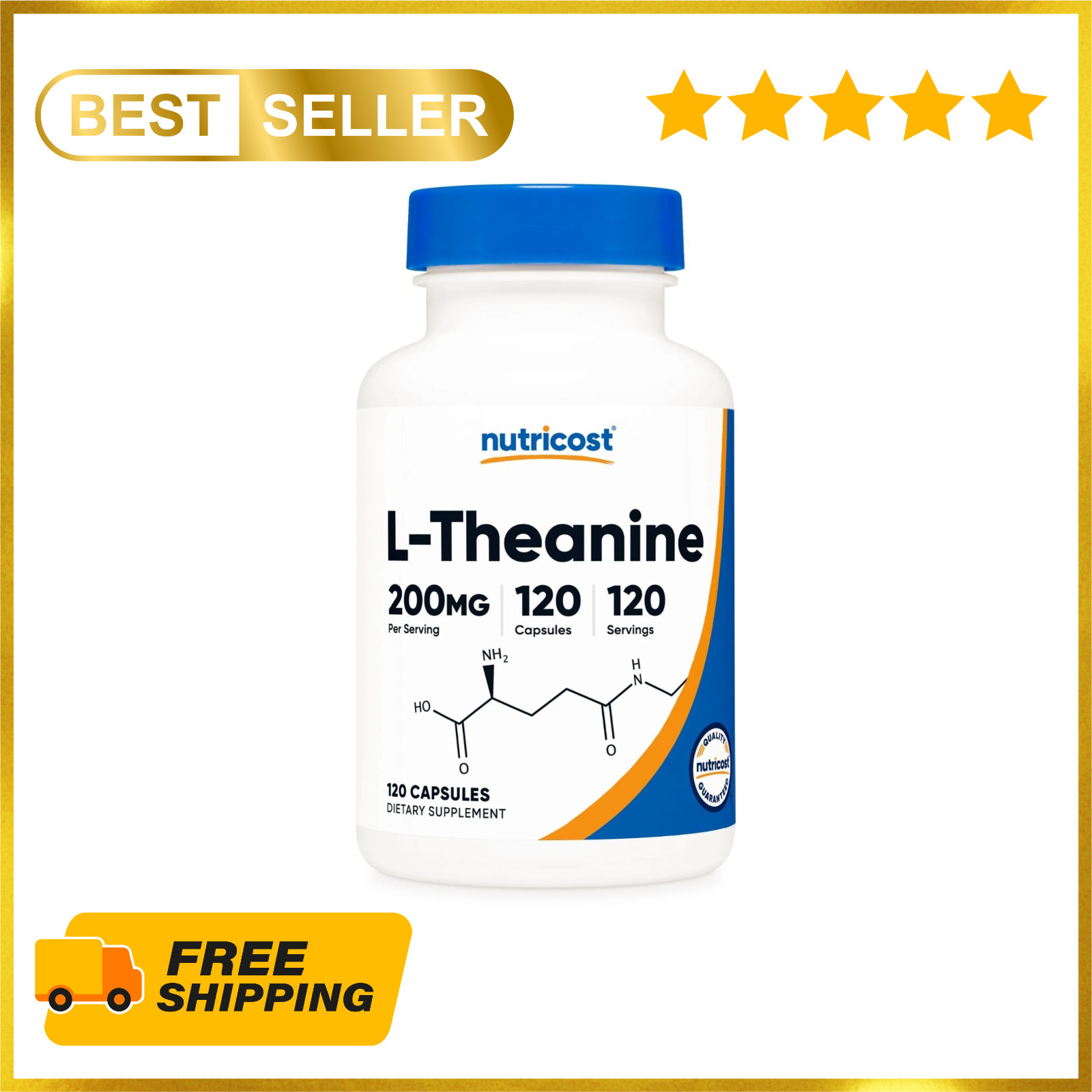Nutricost L-Theanine 200mg, 120 Capsules, Double Strength – Non-GMO, Gluten Free