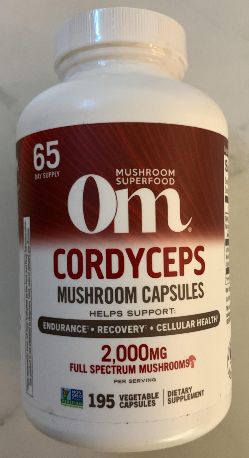 Om Mushrooms Cordyceps Capsules, 2000mg per Serving, 195ct(2/2027)