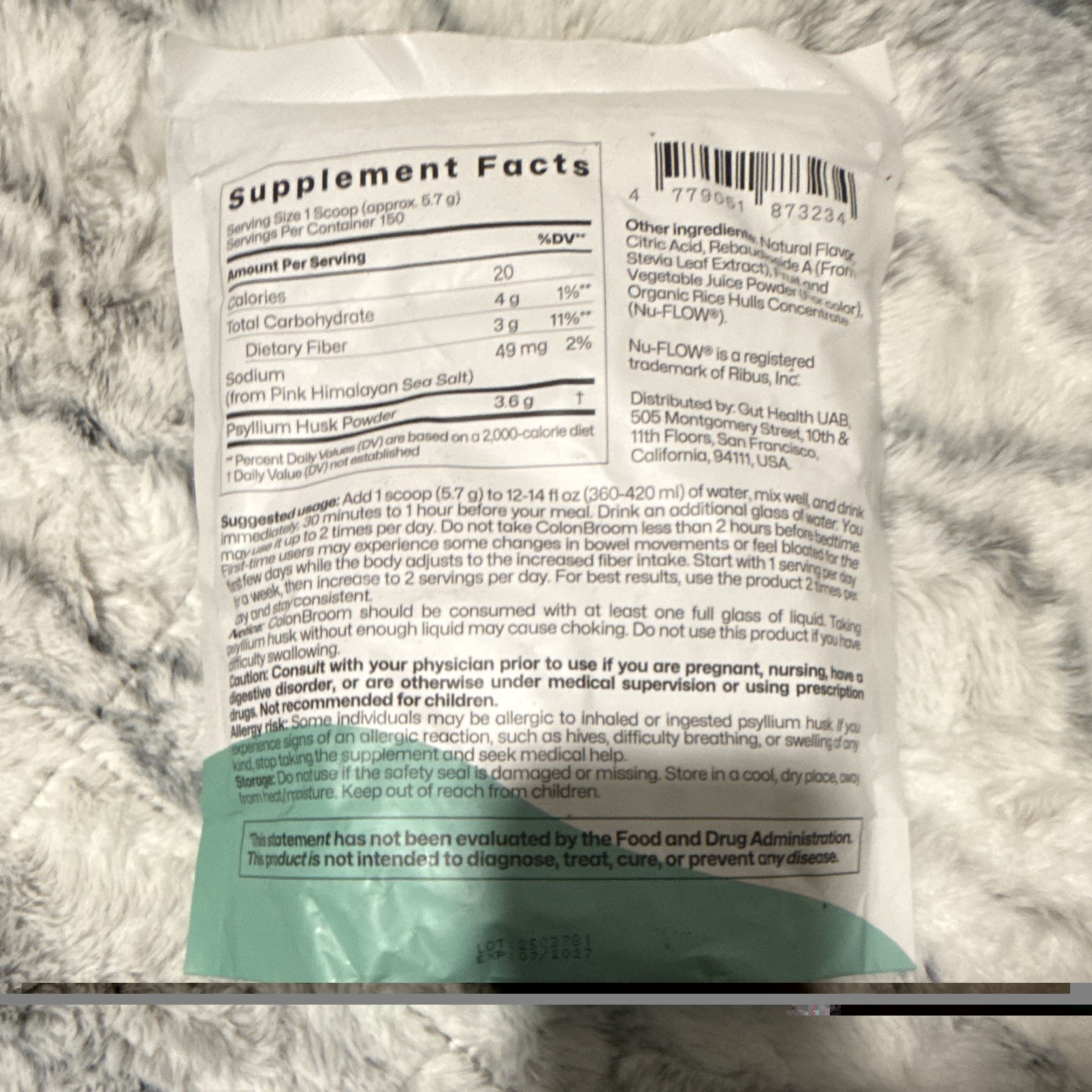 ColonBroom Fiber Digestive Support Powder Strawberry Vegan 30.15 oz 07/2027