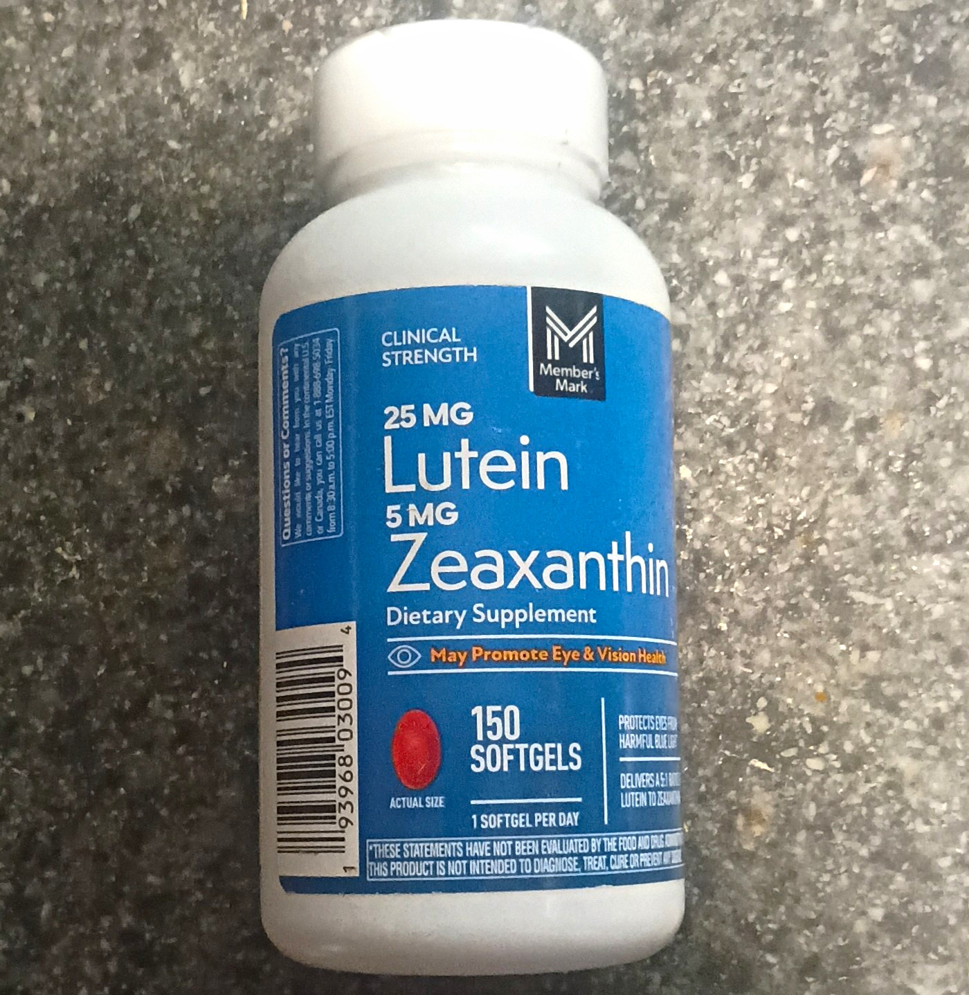 Member’s Mark Lutein 25mg + Zeaxanthin 5mg Eye Health, 150 Softgels Exp 01/28