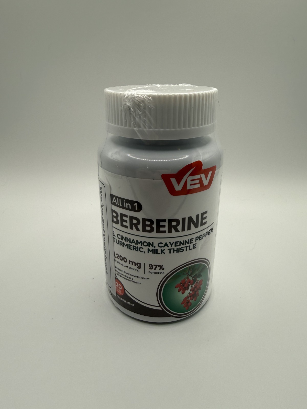 VEV All in 1 Berberine Cinnamon Dietary Supplement 120 Veg Capsules – Brand New