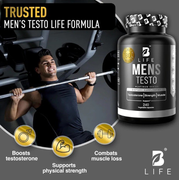 B Life Testosterone Booster Supplement Men Muscle Growth & Strength 80 Servings