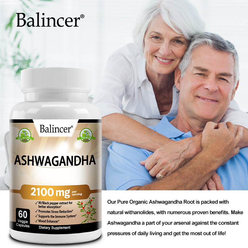Organic Ashwagandha 2100 Mg – 60 Veggie Capsules pure Organic
