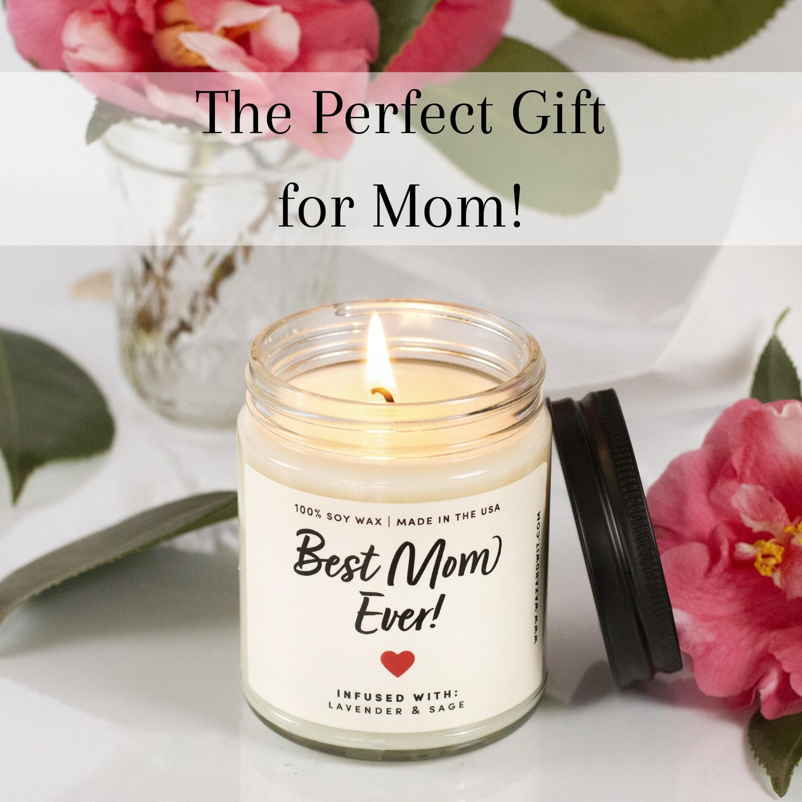 Great Happy for Mom Candle with Crystal 9oz, Best Ever W/Bracelet