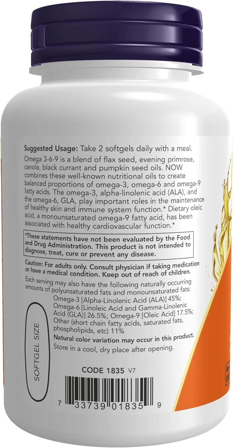 NOW FOODS Omega 3-6-9 1000 mg 100 Softgels