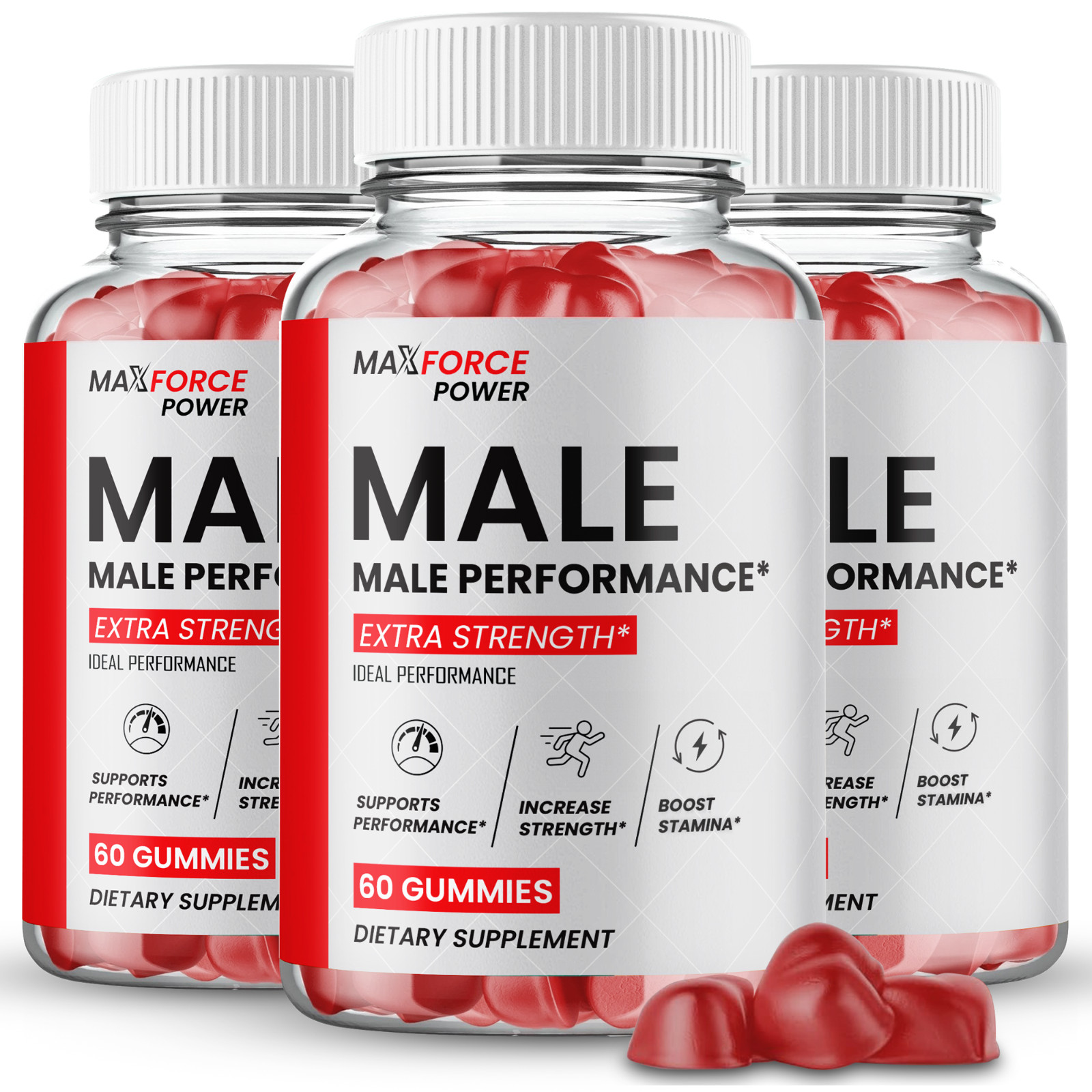 MaxForce Power Gummies, Official Max Force Power Supplement Gummies (3 Pack)