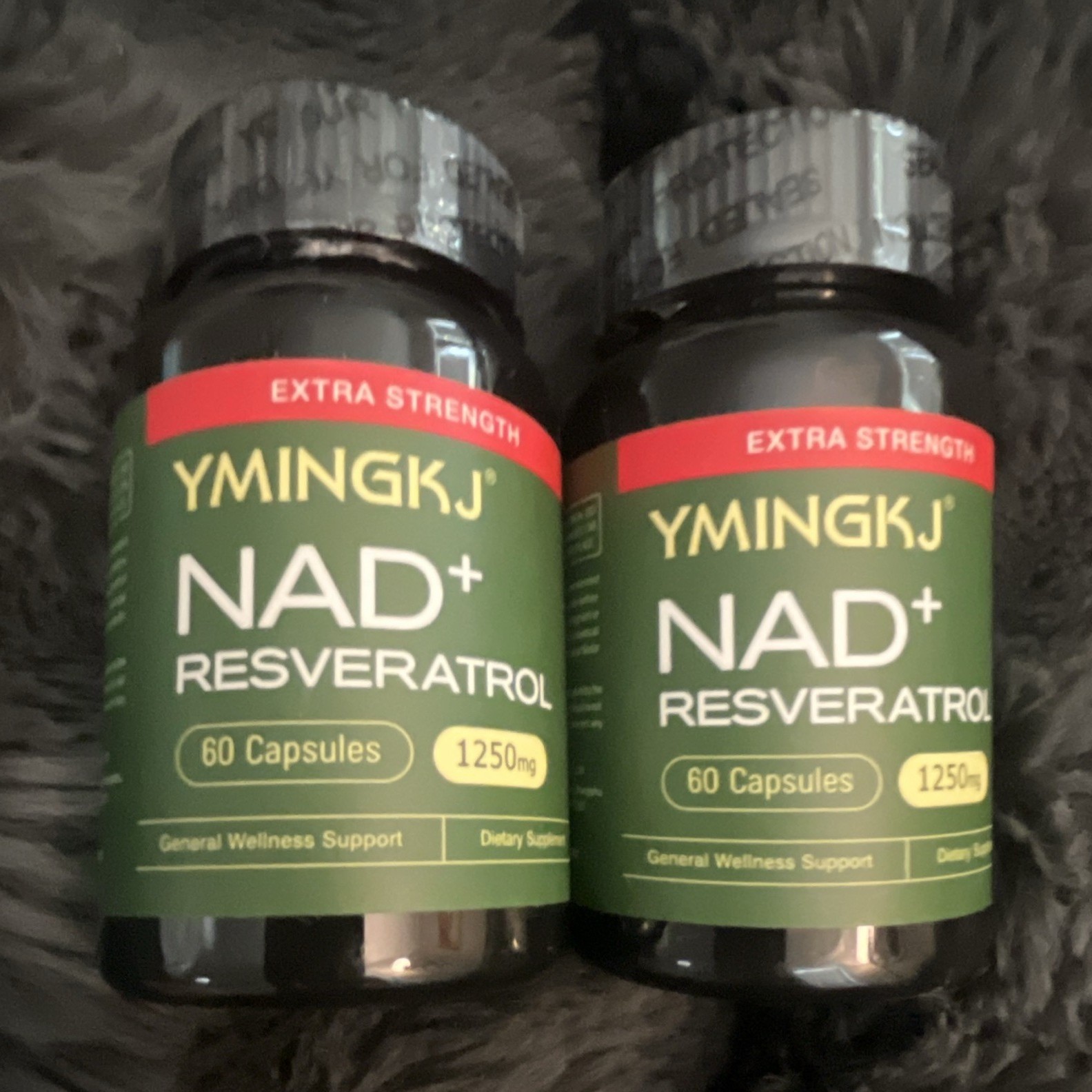 YMINGKJ NAD+ + Trans-Resveratrol Extra Strength 1250mg 60 Veg Capsules 2 bottles