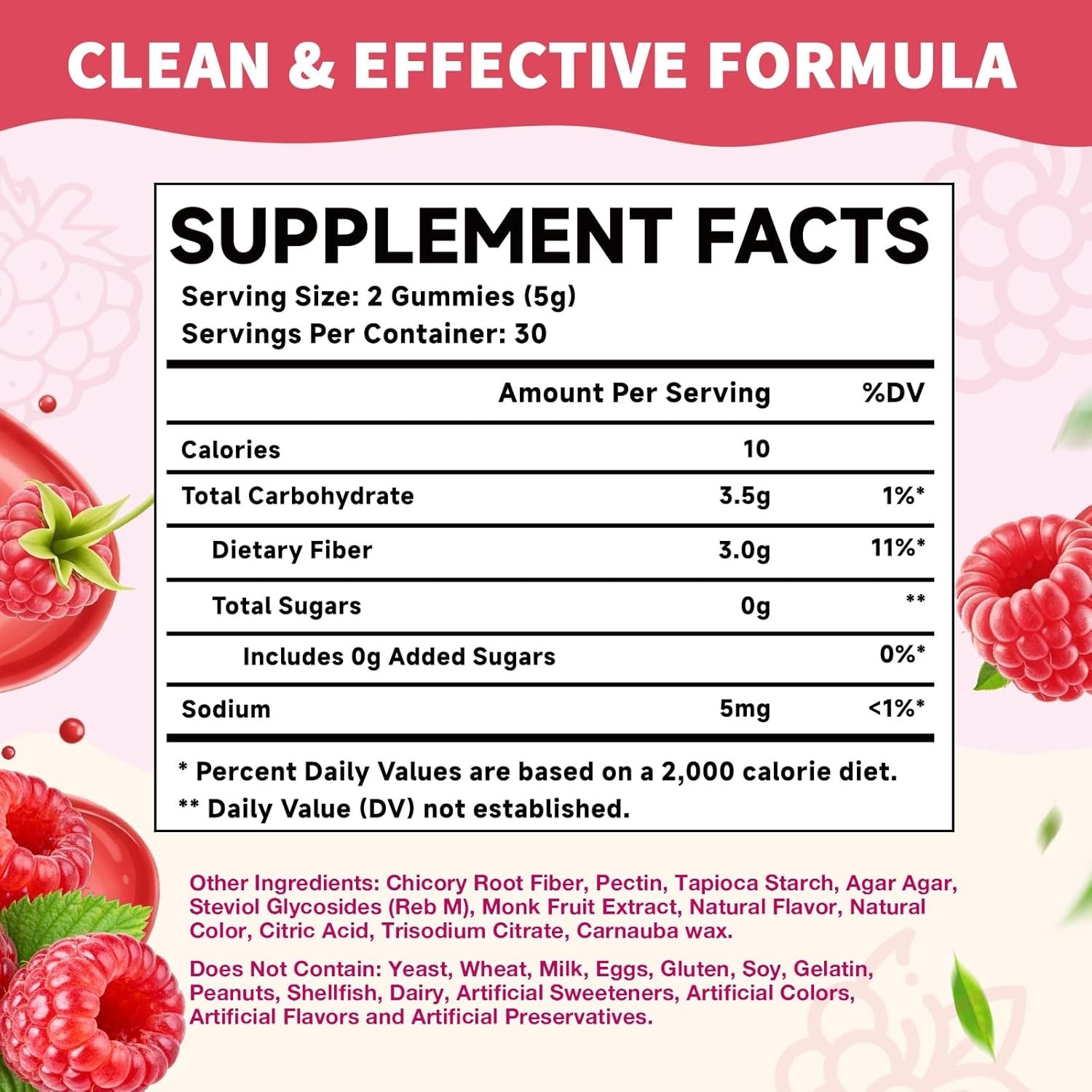 Sugar Free Fiber Gummies 60ct – Organic Chicory Root Digestive Health Vegan Kit