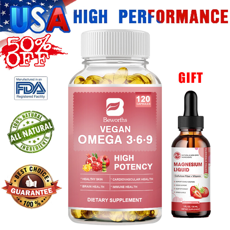 Omega 3 6 9 Vegan Capsules 1360mg High Strength Fatty Acids Immune Support